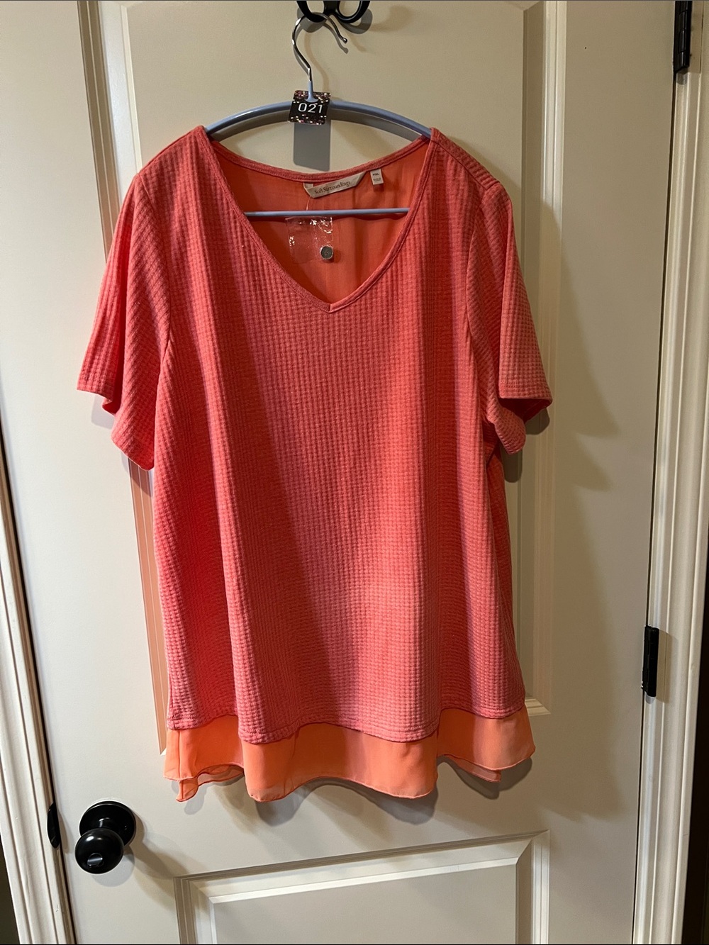 Soft Surroundings Coral Layered V-Neck Tunic H021